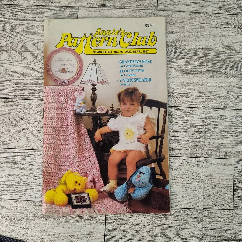 Annies‎ Pattern Club 1987 Vintage Crochet Craft Booklet Floppy Pets Afghan Doily